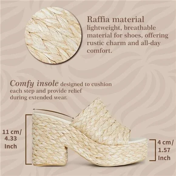 Platform Sandals Open Toe Chunky High Heel - Picture 6 of 7